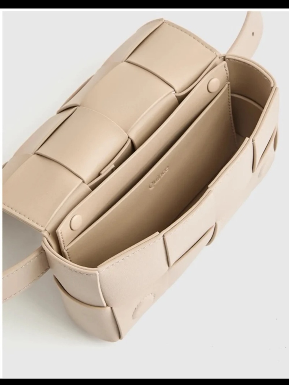 Quince Italian Leather Handwoven Box Belt Bag in Taupe - Picture 6 of 12